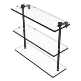 Allied Brass 22 in. L x 18 in. H x 5 in. W 3-Tier Clear Glass Bathroom Shelf with Towel Bar, Satin Chrome