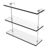 Allied Brass 22 in. L x 18 in. H x 5 in. W 3-Tier Clear Glass Bathroom Shelf with Towel Bar, Satin Chrome