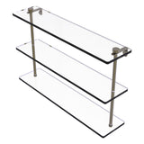 Allied Brass 22 in. L x 18 in. H x 5 in. W 3-Tier Clear Glass Bathroom Shelf with Towel Bar, Satin Chrome