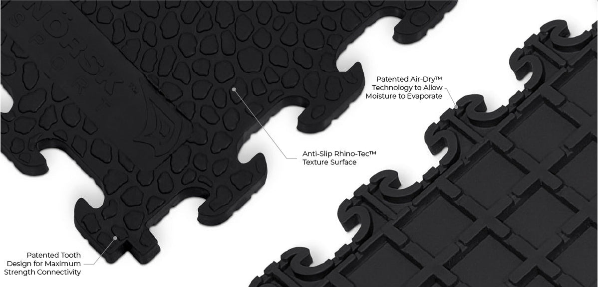 Norsk Rhino-Tec 18.3 in. x 18.3 in. Black PVC Sport and Gym Flooring Tile (6-Pieces)