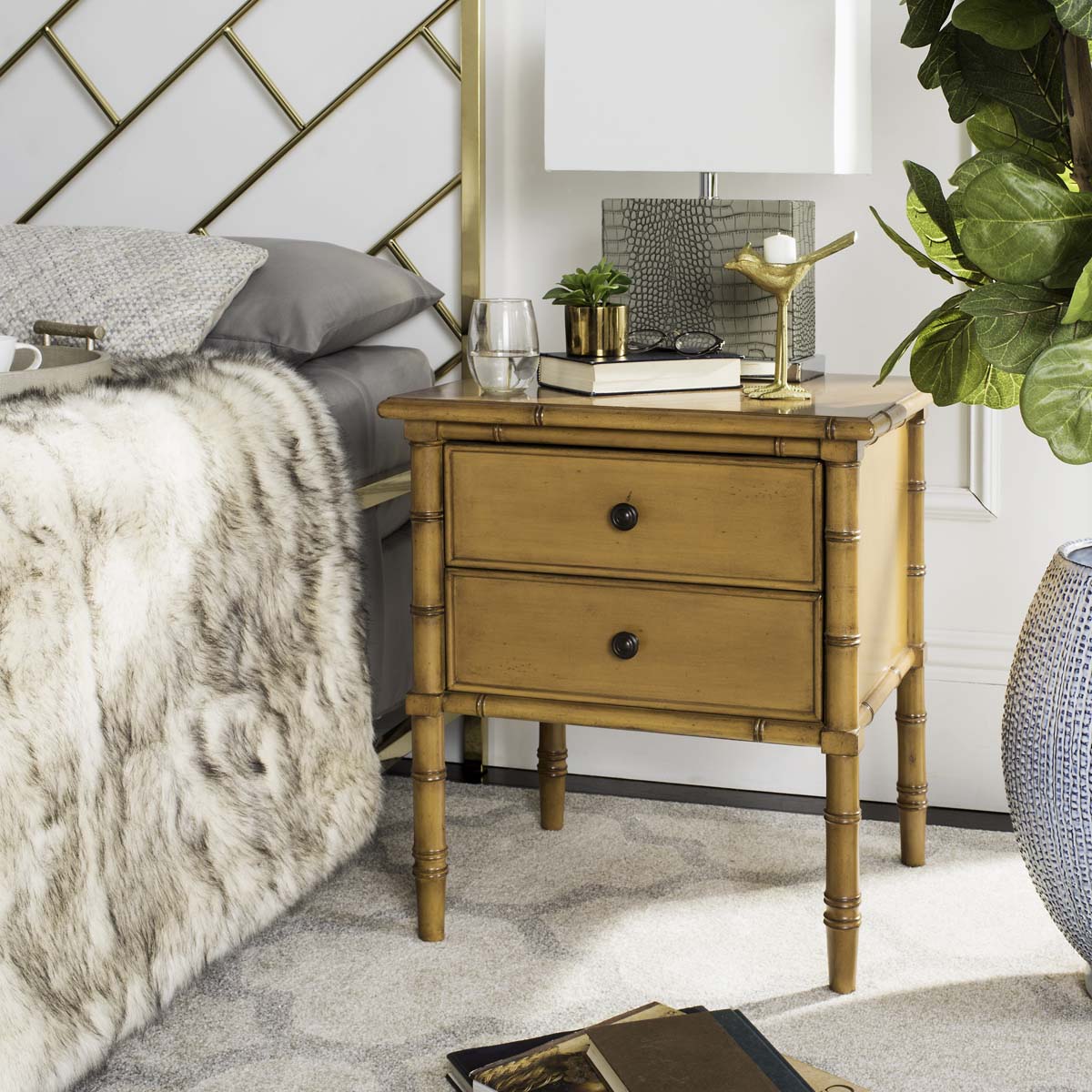 Safavieh Mina Brown Nightstand, 23 x 20 x 25.2 in