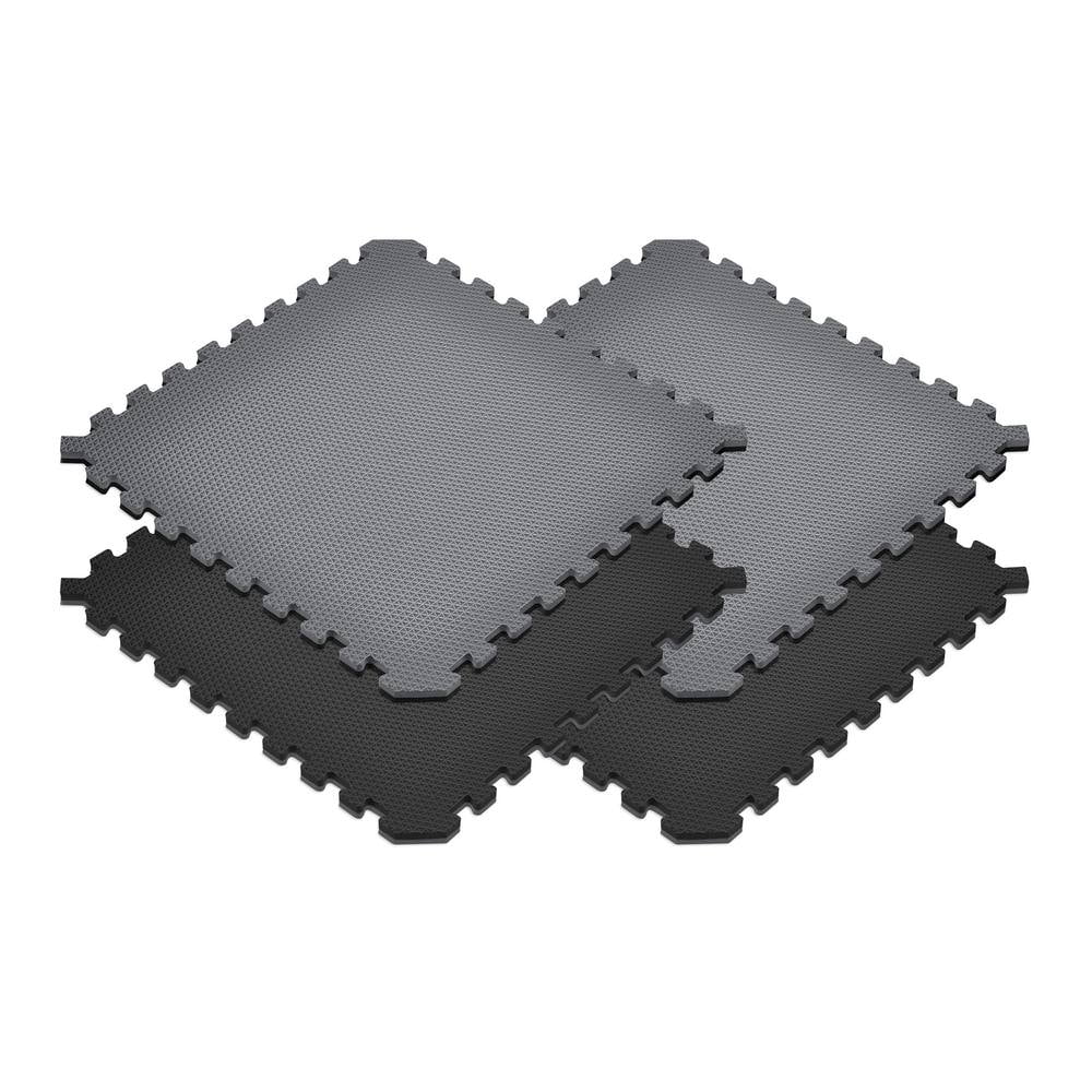 Norsk Gray/Black 24 in. x 24 in. EVA Foam Truly Reversible Interlocking Tile (42-Tile)