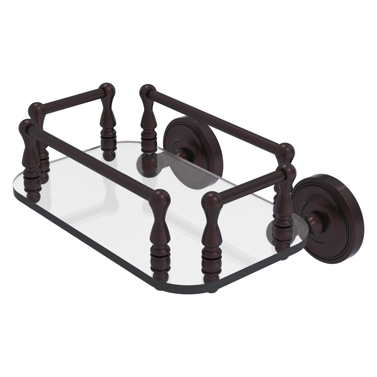 Allied Brass Prestige Regal Collection Wall Mounted Glass Guest Towel Tray in Antique Copper