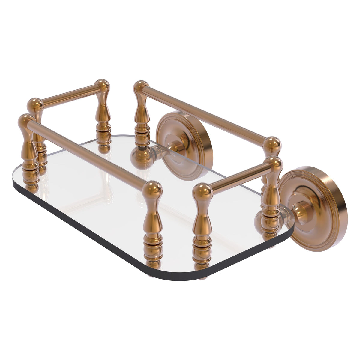 Allied Brass Prestige Regal Collection Wall Mounted Glass Guest Towel Tray in Antique Copper