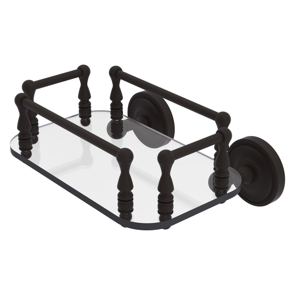 Allied Brass Prestige Regal Collection Wall Mounted Glass Guest Towel Tray in Antique Copper