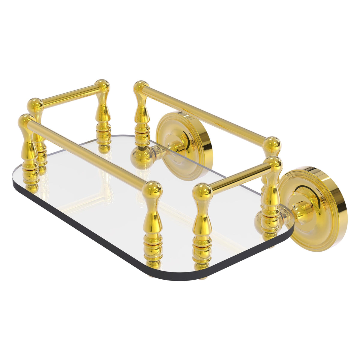 Allied Brass Prestige Regal Collection Wall Mounted Glass Guest Towel Tray in Polished Brass