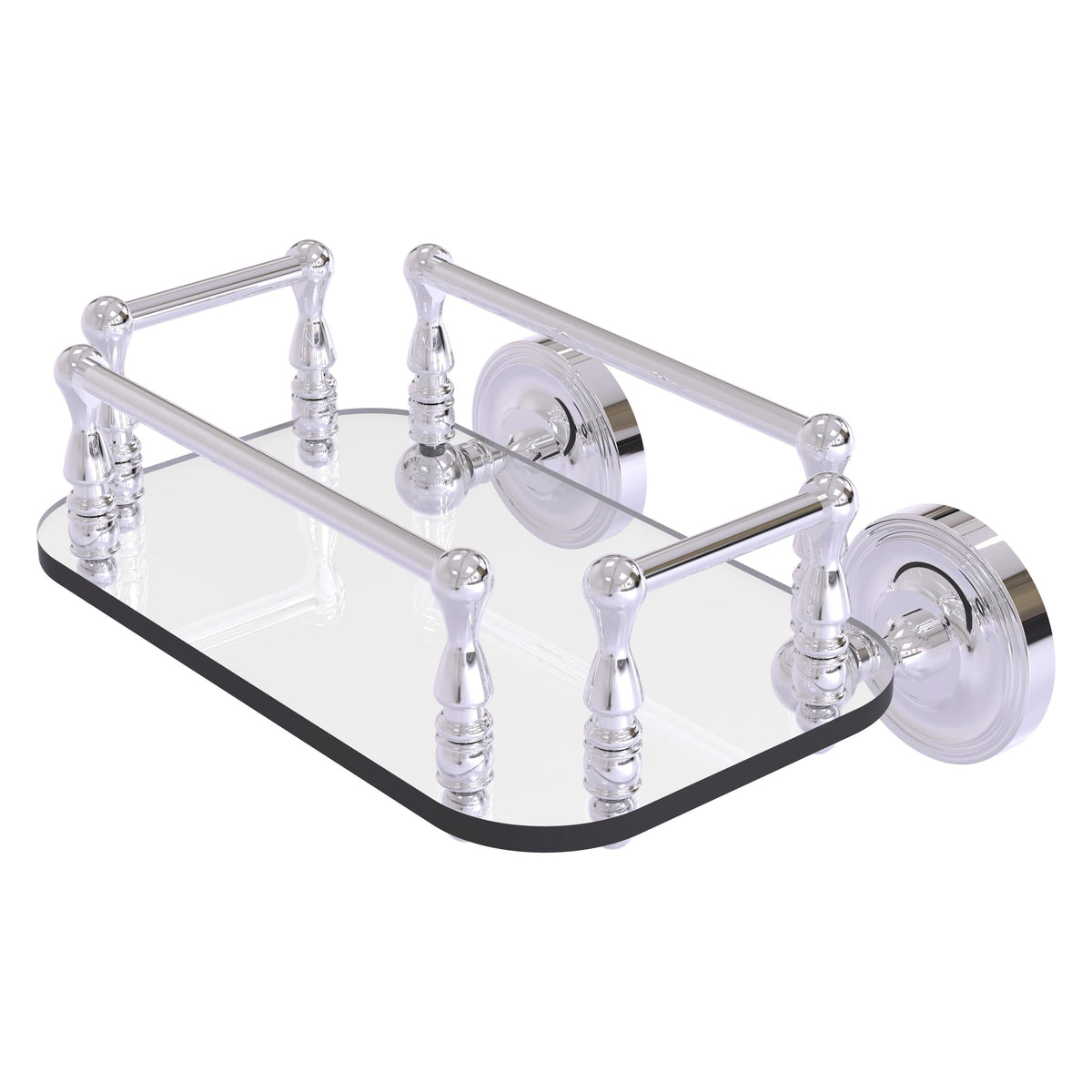 Allied Brass Prestige Regal Collection Wall Mounted Glass Guest Towel Tray in Polished Brass
