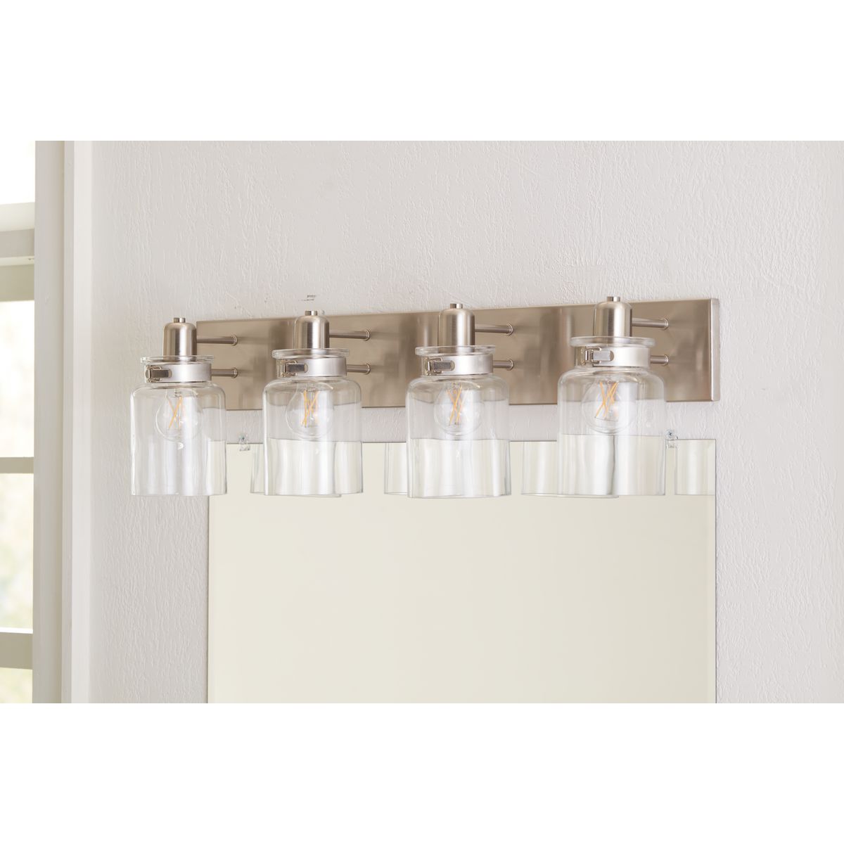 Progress Lighting Calhoun 4-Light Brushed Nickel Bathroom Vanity Light, 30.25 in