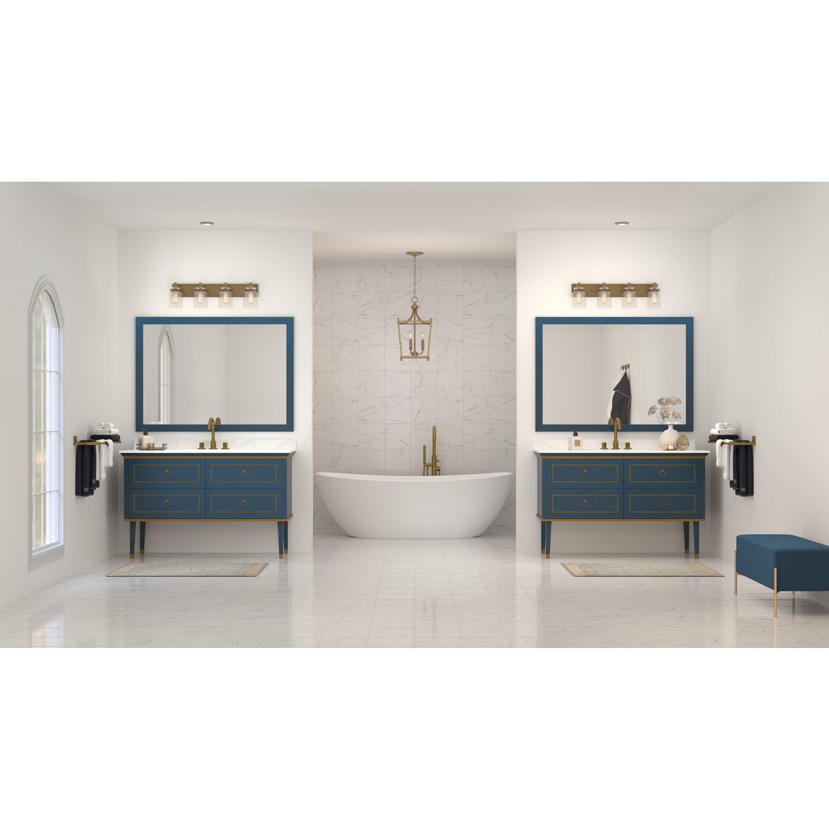 Progress Lighting Calhoun 4-Light Brushed Nickel Bathroom Vanity Light, 30.25 in