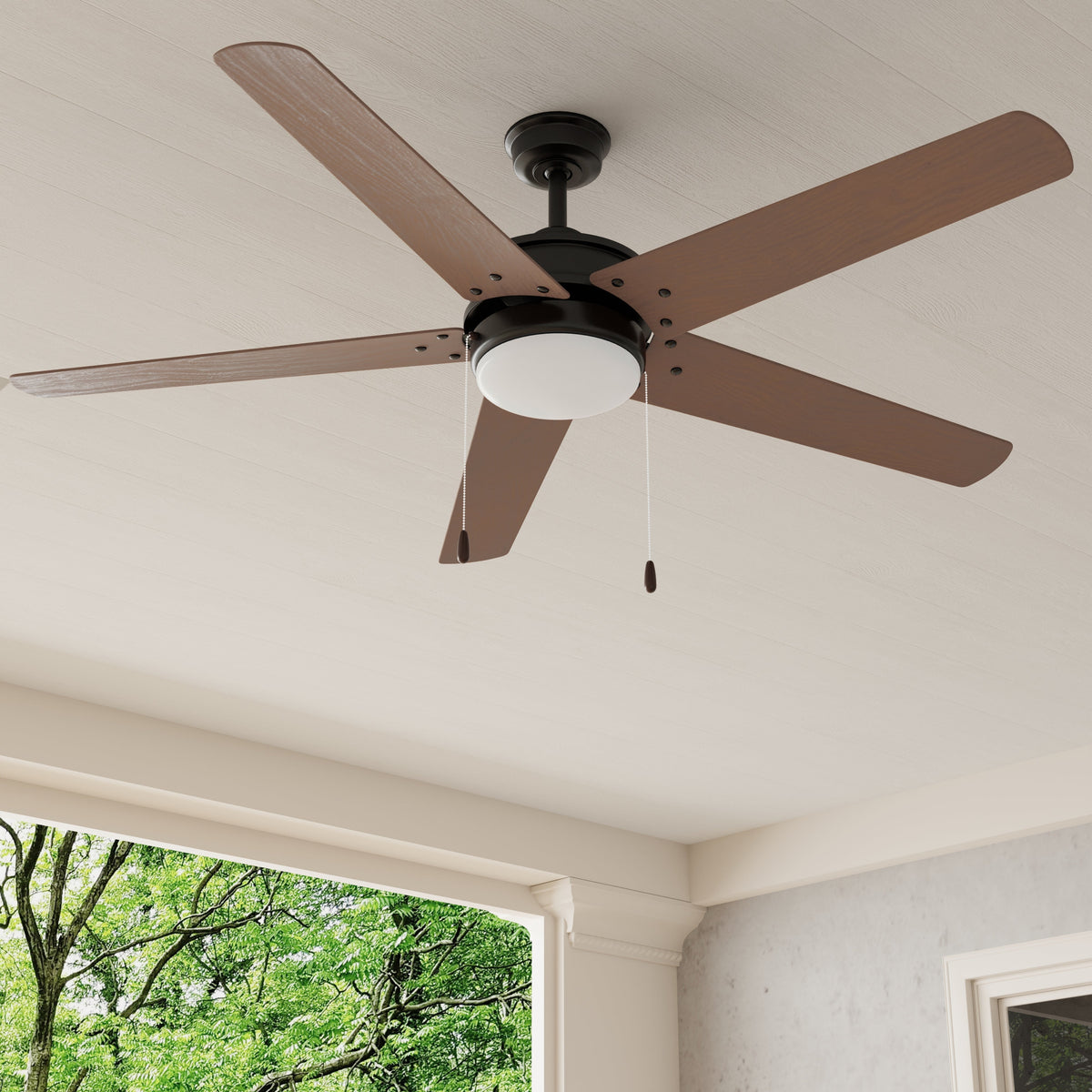Progress Lighting Whirl 60-in Forged Black LED Indoor/Outdoor Ceiling Fan, 5-Blade