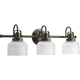 Progress Lighting Archie Collection Three-Light Bath & Vanity, Clear Prismatic Glass, 26.25 in W
