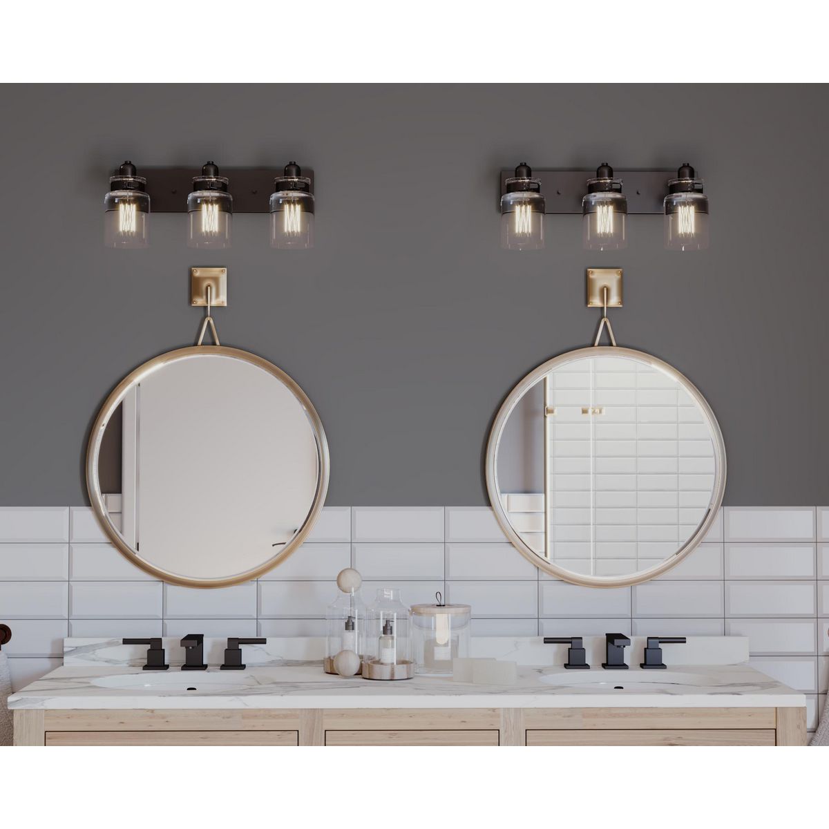 Progress Lighting Calhoun Collection Three-Light Bath & Vanity Light, 21.625 in W x 8.625 in H x 6.875 in D