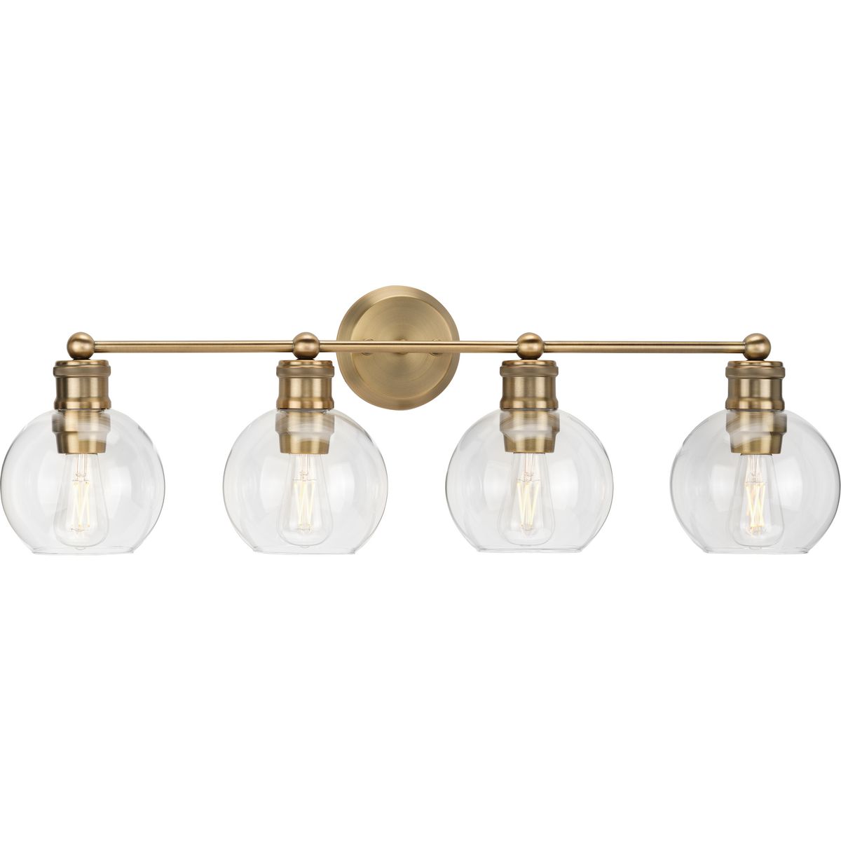 Progress Lighting Hansford Collection Four-Light Bath & Vanity Light, Clear Glass, 33.5 in
