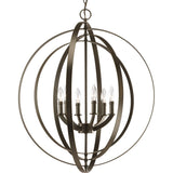 Progress Lighting Equinox Brushed Nickel Transitional Globe Pendant Light, 27.75 in W x 30 in H, 6-Light