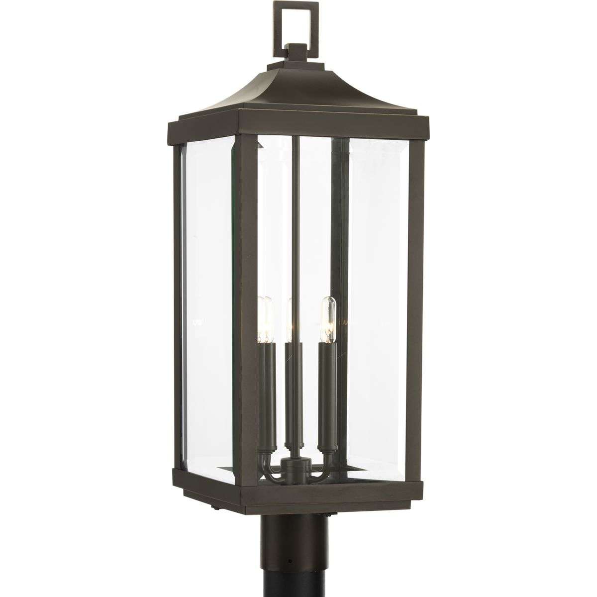 Progress Lighting Gibbes Street Black 3-Light Outdoor Post Lantern, 9.5" W x 26.875" H