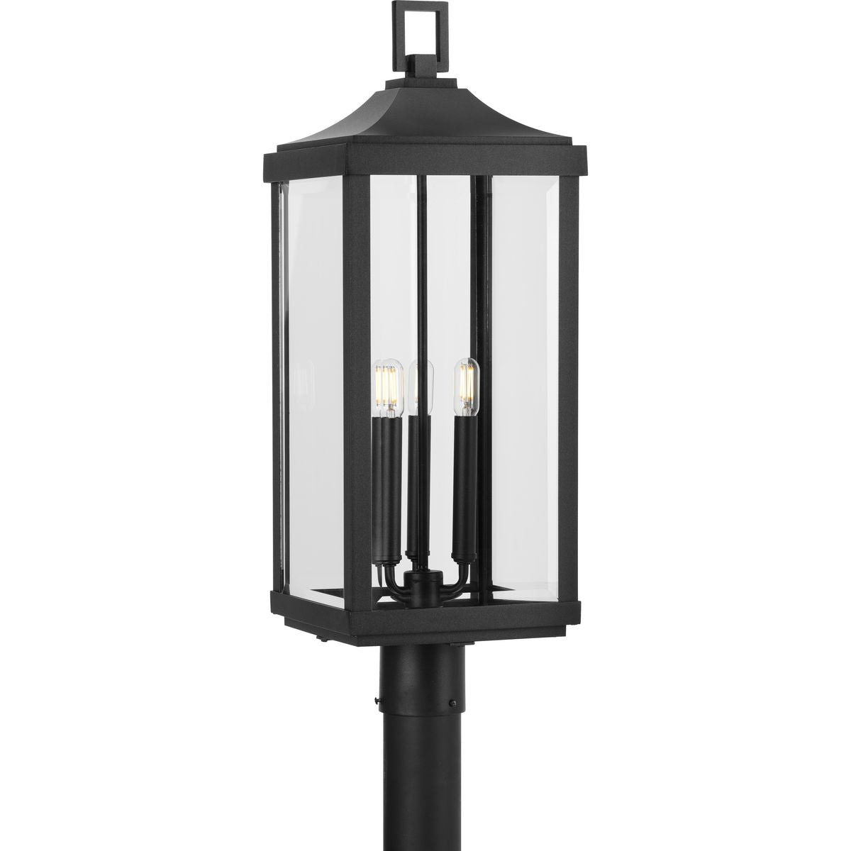 Progress Lighting Gibbes Street Black 3-Light Outdoor Post Lantern, 9.5" W x 26.875" H