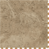 Perfection Floor Tile Sample – Travertine Collection, Camel/Satin Interlocking Vinyl Tile (Water-Resistant)