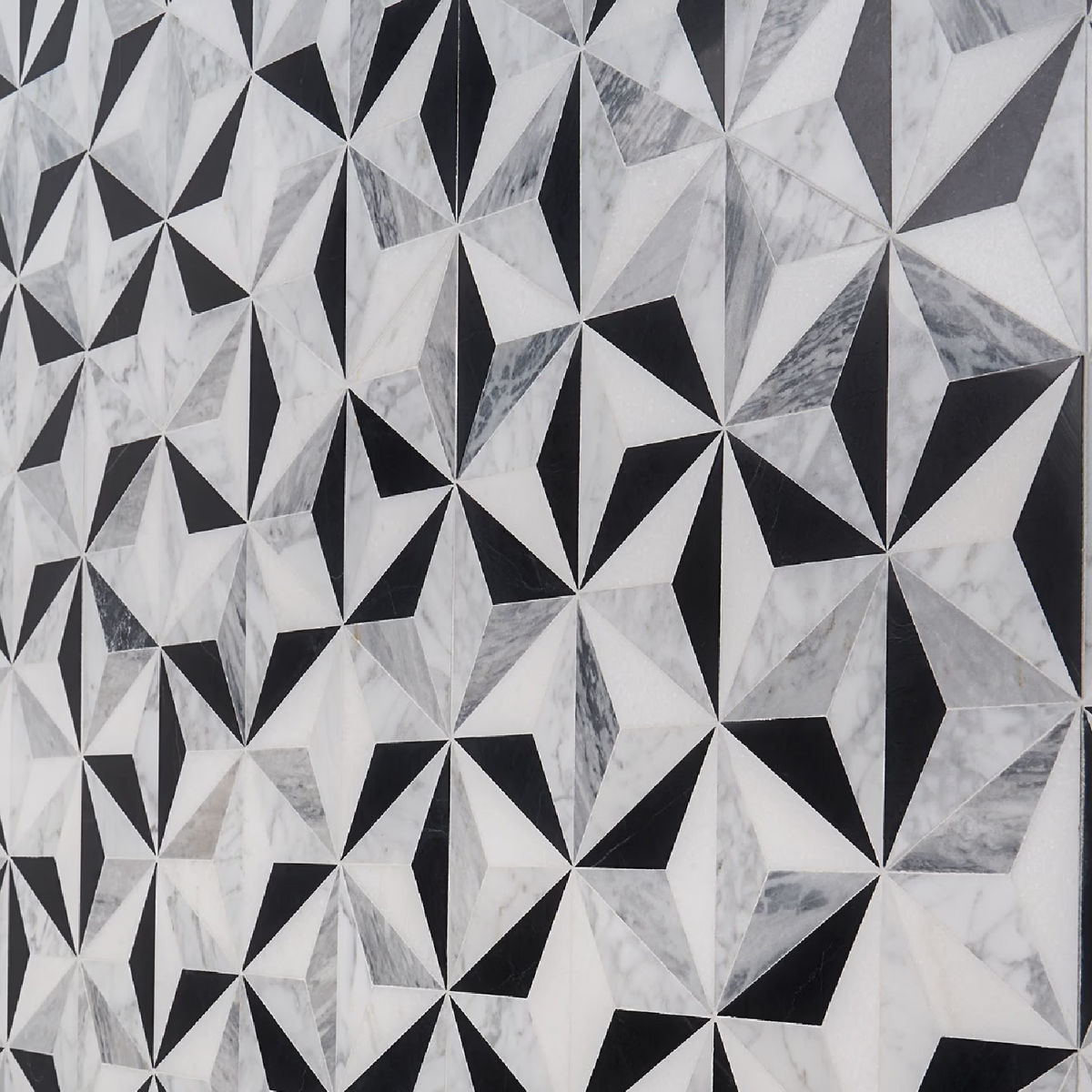Phantasm Tuxedo Black and White Polished Marble Mosaic Tile