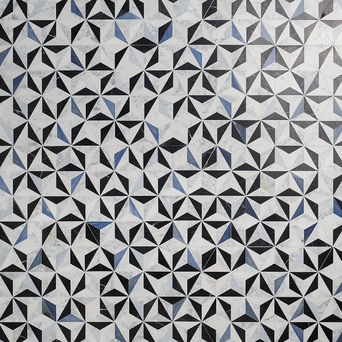Phantasm Winter Sky Blue and White Polished Marble Mosaic Tile
