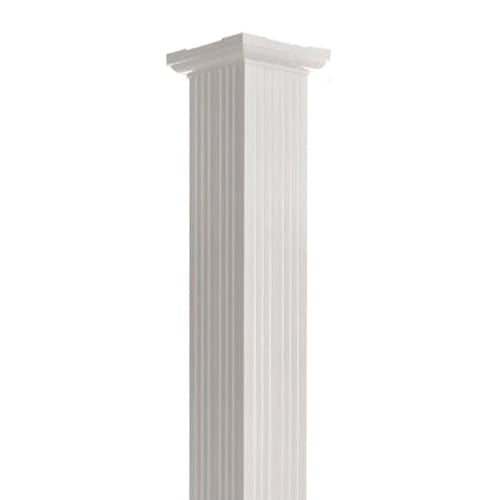 AFCO Aluminum Square Fluted Column with Cap & Base Gloss White 6" x 10'