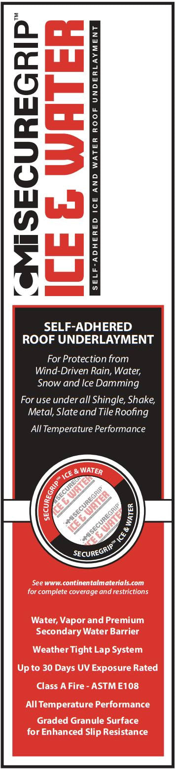 CMi SecureGrip Ice & Water Self-Adhered Roof Underlayment 36" x 65' 2 Square/Roll