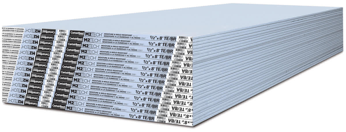 CertainTeed M2Tech Moisture & Mold Resistant Drywall 1/2" 4' x 12'