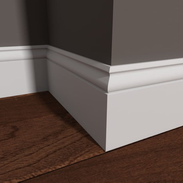 Garden State Lumber BB514 Primed Pine Base Moulding 9/16" x 5-1/4" x 16' Primed MDF