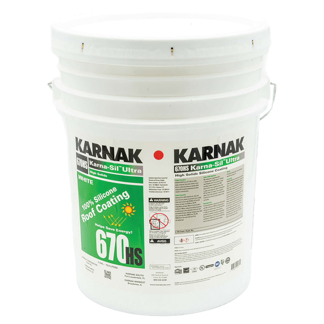 Karnak 670HS Karna-Sil Ultra (High Solids, Low-VOC Silicone Coating) White 5 gal