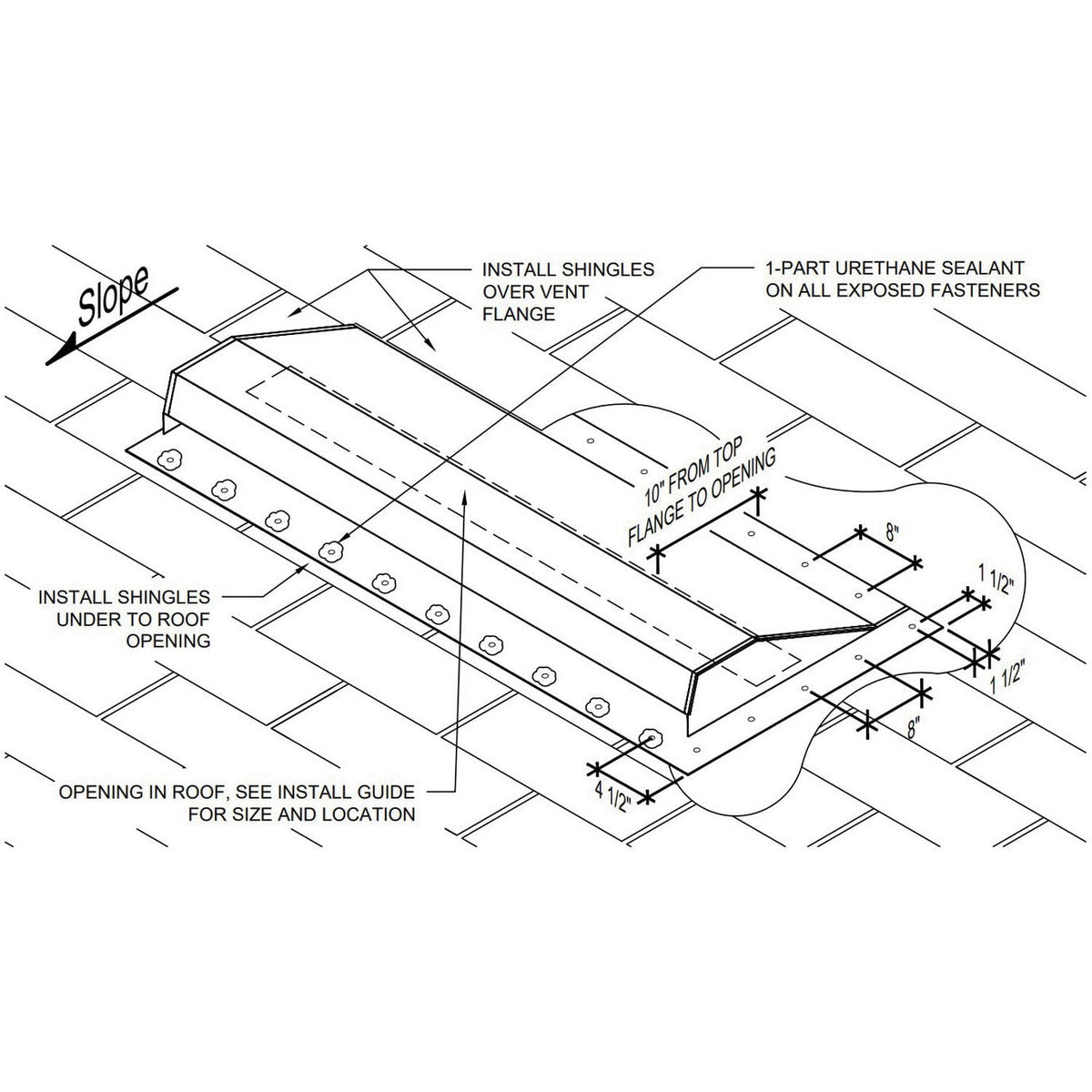 Millennium Galvalume Off Ridge Vent with Baffle White 4' 26 GA