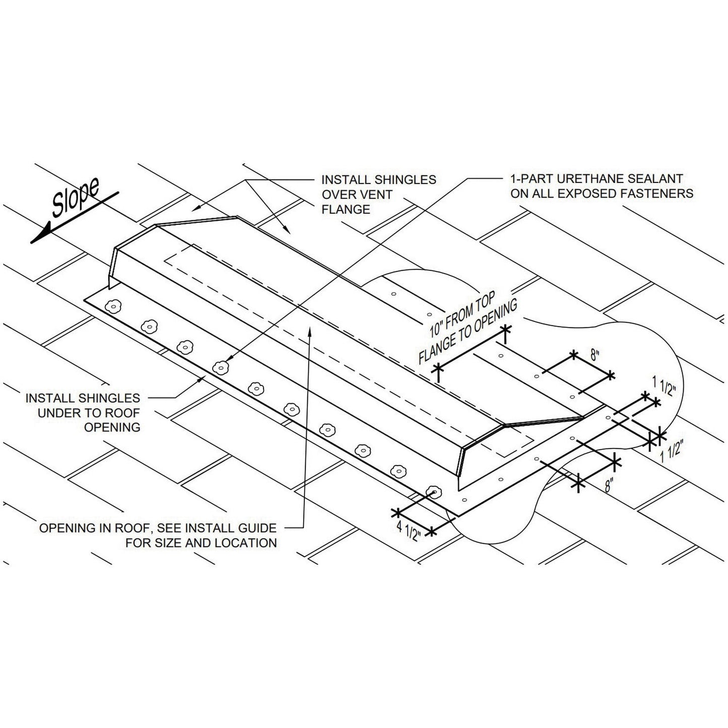 Millennium Galvalume Off Ridge Vent with Baffle White 4' 26 GA