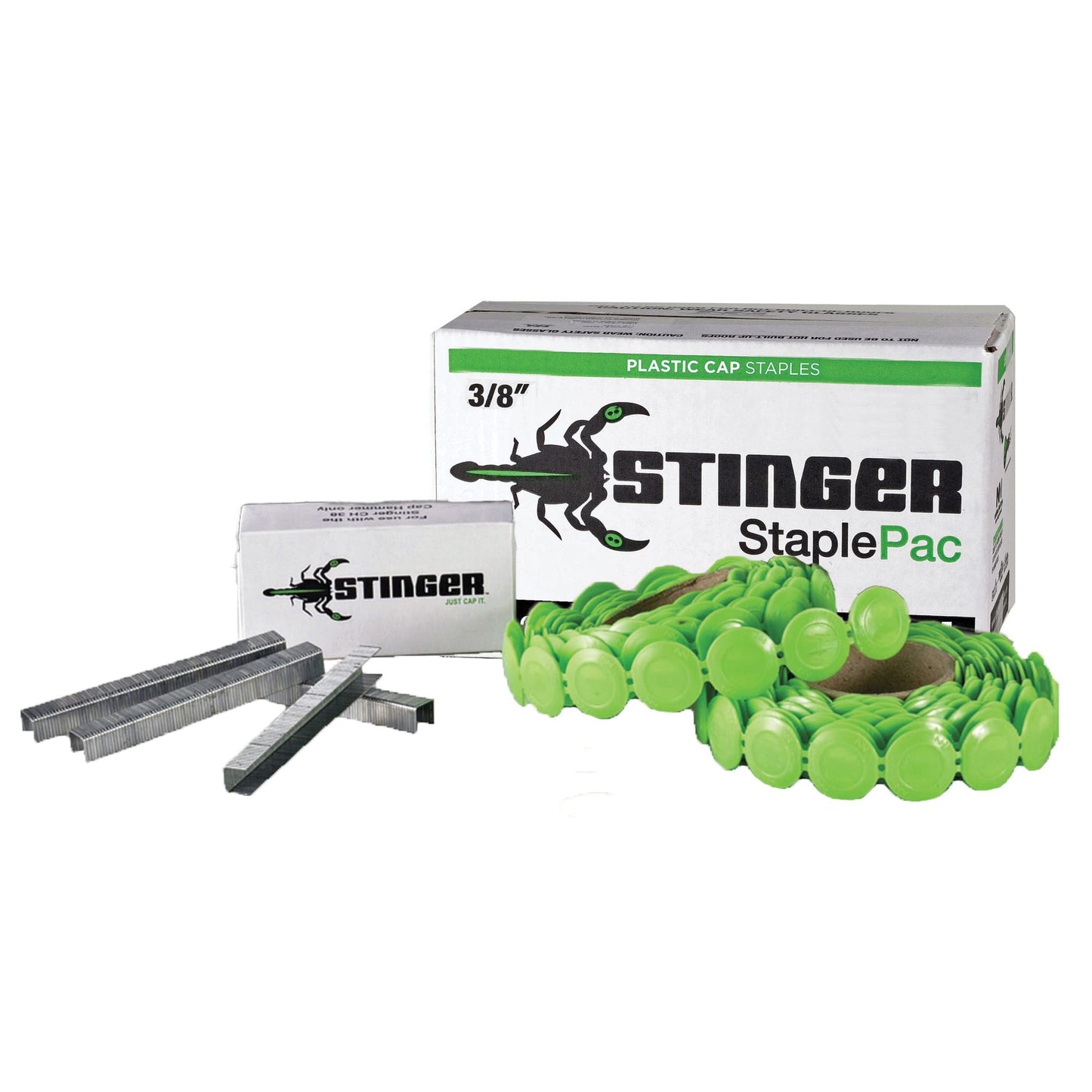 Stinger StaplePac Plastic Cap Staples 3/8" 2M/Box