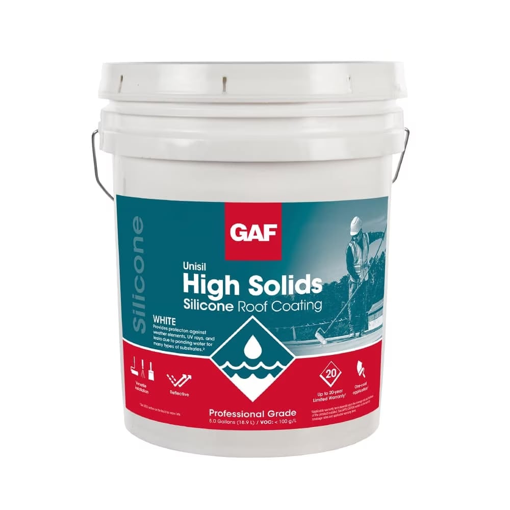 GAF Unisil High Solids II Silicone Roof Coating Light Gray