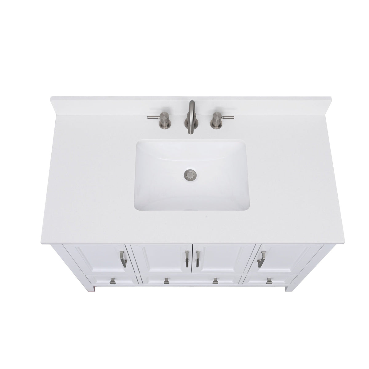 Avanity 43-in Everest White Quartz Bathroom Vanity Top with Rectangular Sink and Backsplash
