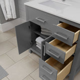 Wyndham Collection Beckett 36" Bathroom Vanity in Dark Gray with Cultured Marble Top
