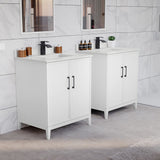 Wyndham Collection Elan 30" White Oak Bathroom Vanity with Quartz Top