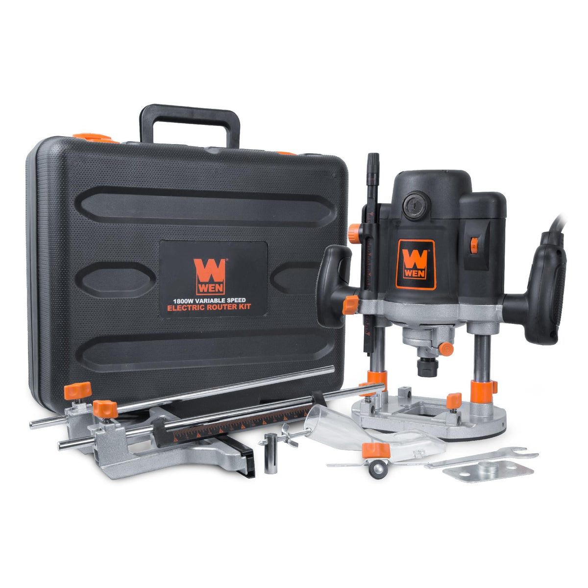 WEN RT6033 15-Amp Variable Speed Plunge Woodworking Corded Router Kit with Carrying Case and Edge Guide