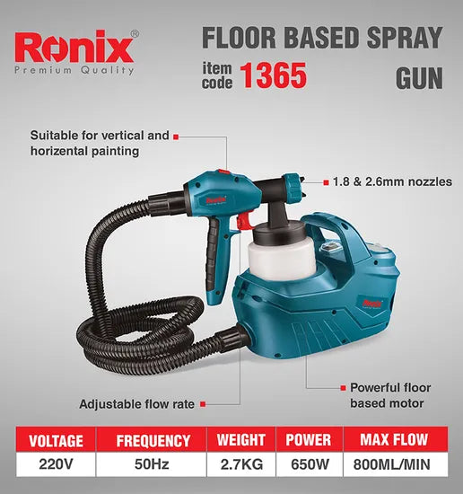 RONIX Ronix 1365 Industrial Portable Floor Based HVLP Spray Gun 650W 800ml Spray Paint Gun Electric Spray Gun