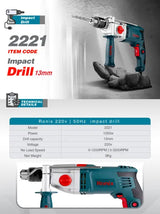 Ronix 2221 1050W Borehole Impact Drill, Electric Impact Drill