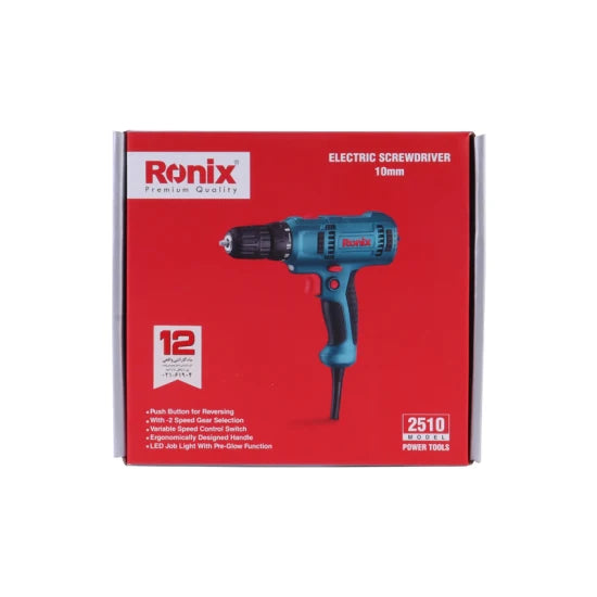 Ronix 2510 Cord Drill Set 220V Electric Screwdriver Driver Tool Kit Variable Speed 10mm Keyless Chuck Electric Screwdriver2 - 19 Pieces