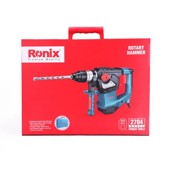 Ronix 2704 3 Functions Hammer Demolition Rotomartillo for Concrete Including Drill Bits Point Chisel Impact Energy Rotary Hammer