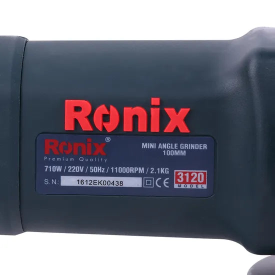 Ronix 3120 Power Angle Grinder with Paddle Switch 710W Metal Grinder 100/115mm Grinding Wheel Mini Angle Grinder