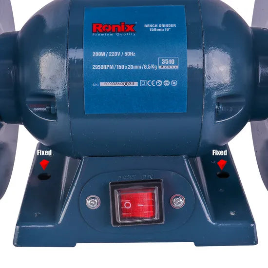 Ronix 3510 Professional Double Wheeled Bench Grinder Heavy Duty 220W 2950rpm with Protective Spectacles Bench Grinder