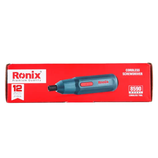 Ronix 8590 Screwdriver Set 9PCS Accessories 1nm Screw Gun Torque Setting 2 Position Handle with LED Light Cordless Screwdriver