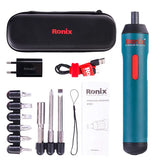 Ronix 8591 9PCS Bits Setting 2000 mAh Battery Screwdriver 3.6V Rechargeable Power Electric Screwdriver Cordless Screwdriver
