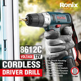 Ronix 8612c 3-in-1 Working Mode Screw Driver Drill and Impact Drill with 1500rpm 2 Variable Speeds Cordless Driver Drill