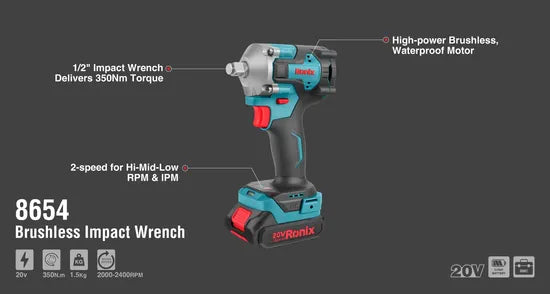 Ronix 8654 Best Price Brushless Impact Wrench 20V