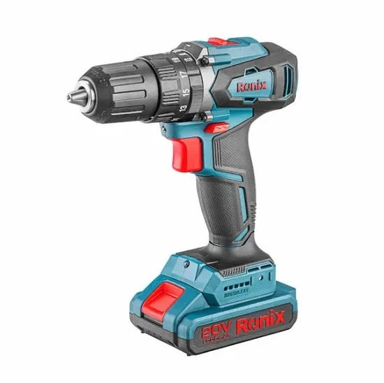 Ronix Brushless Impact Drill Kit 13mm 8900K Lithium Electric Drill for Home Use 20V 45n. M Impact Drill Set with Battery