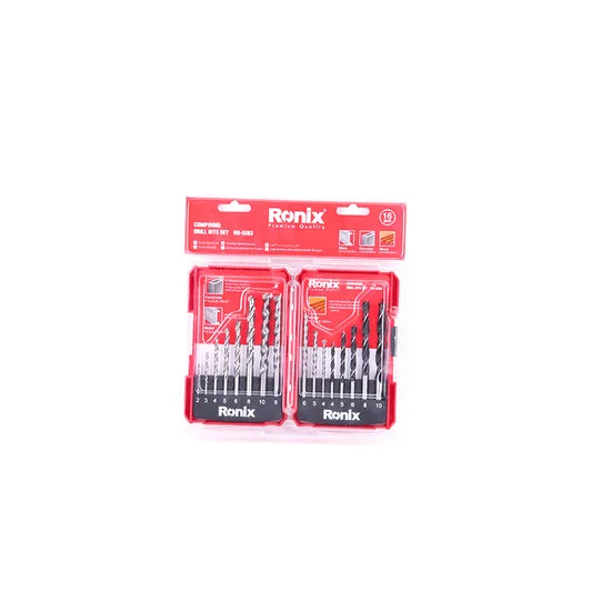 Ronix Hand Tool Model Rh-5583 Different Sizes HSS Material 16PCS Power Drill Bit Sets