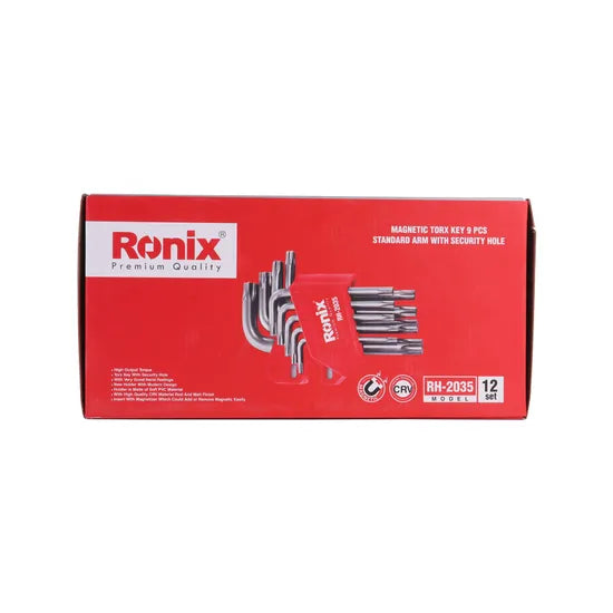 Ronix Hand Tools Model Rh-2035 9PCS Magnetic Hex Key Set Torx Key