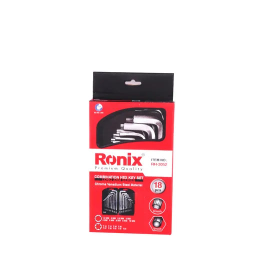 Ronix Hand Tools Model Rh-2052 18PCS CRV Long Allen Torx Handle Folding Hex and Torx Key Set